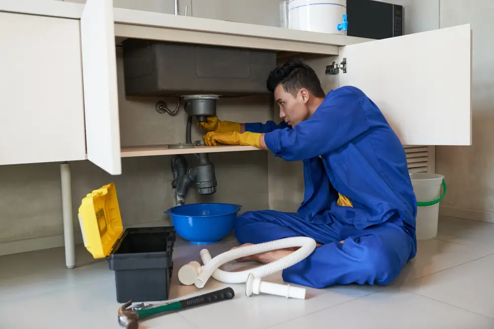 Man Fixing Clogged Sewer