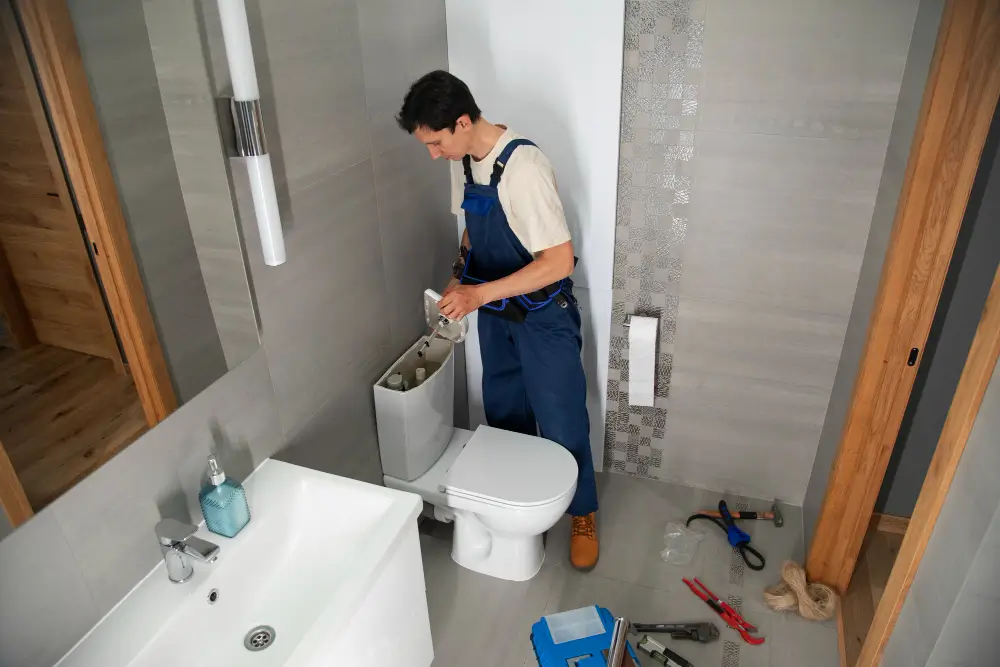 Overflowing toilet repairing by plumbing expert