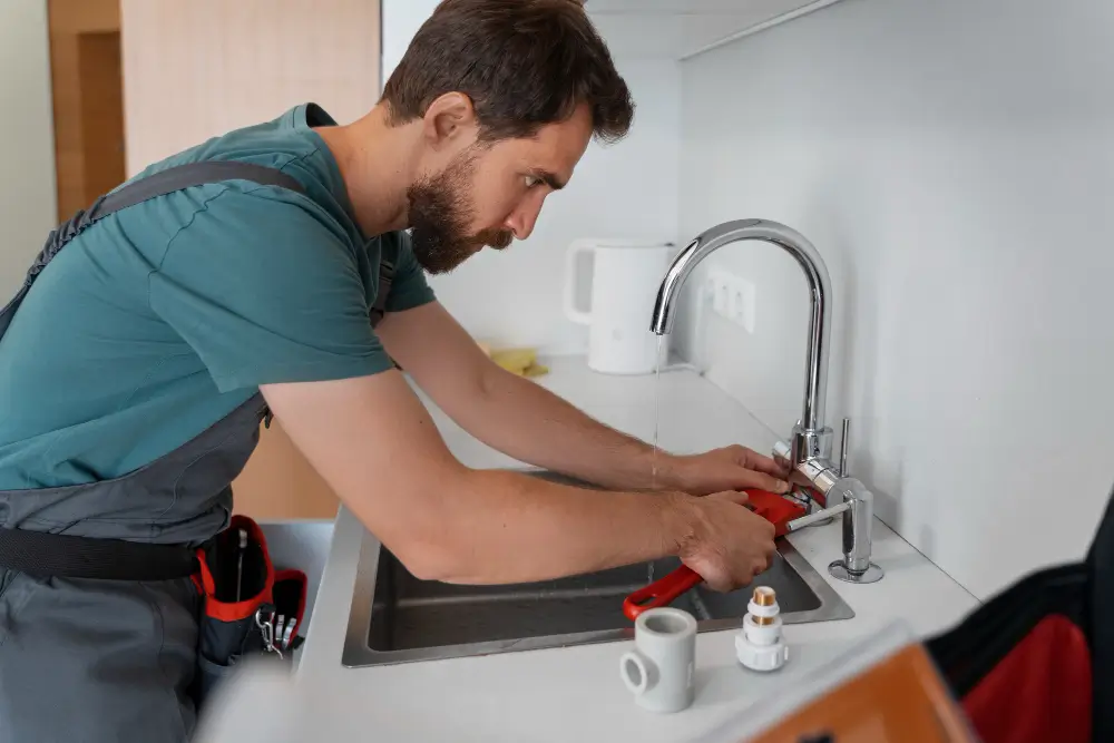 Expert doing emergency plumbing repair