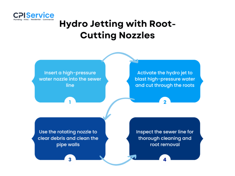 Hydro Jetting with Root-Cutting Nozzles