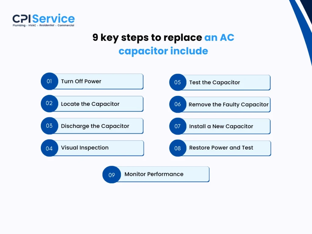 9 key steps to replace an AC capacitor include