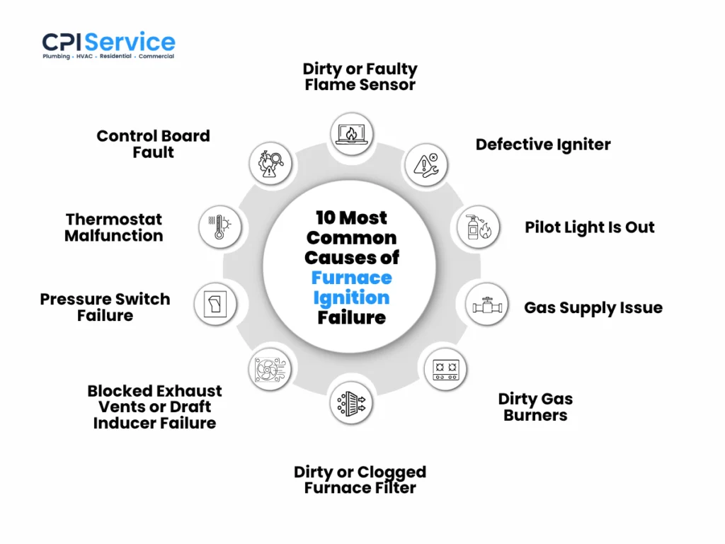 10 Most common causes of furnace ignition failure