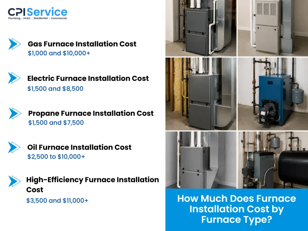 how much does furnace installation cost by furnace type