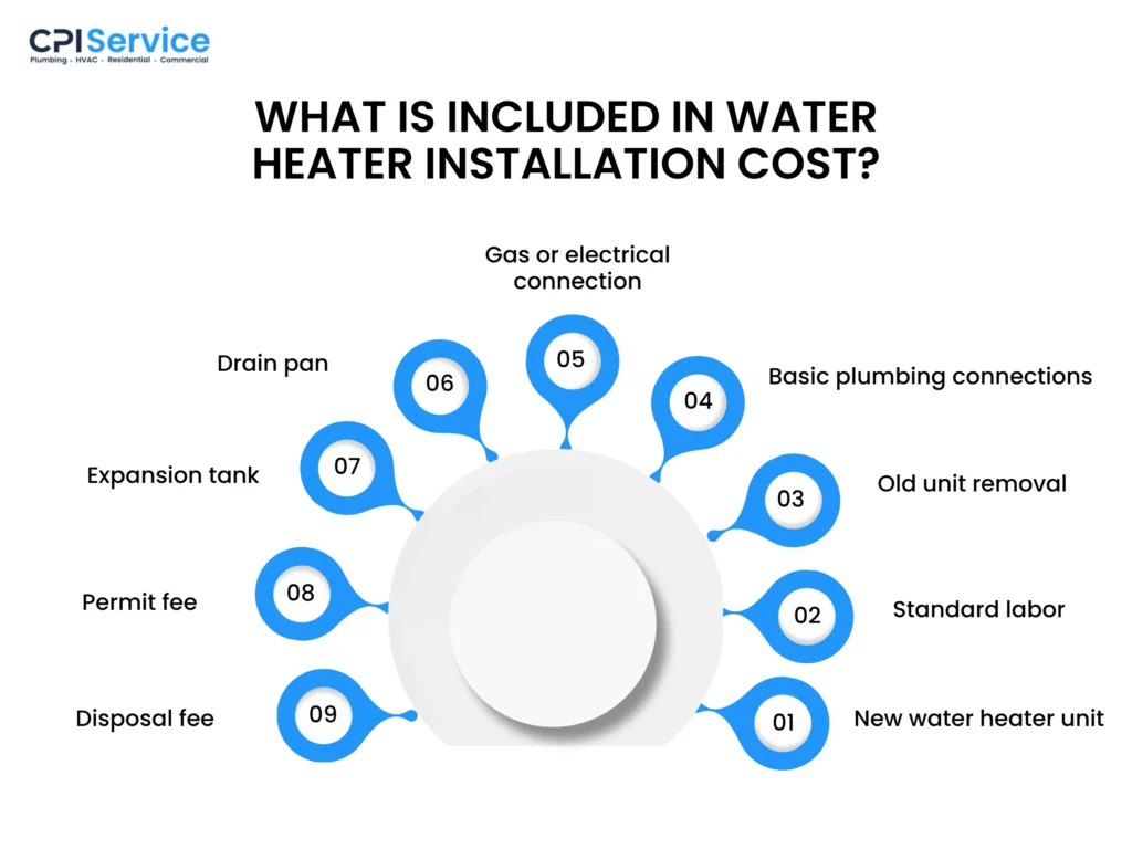 what is included in water heater installation cost